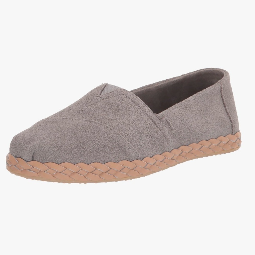 TOMS Women's Alpargata Leather Loafer Flat Shoes Gray Cement Size 8 NWOT